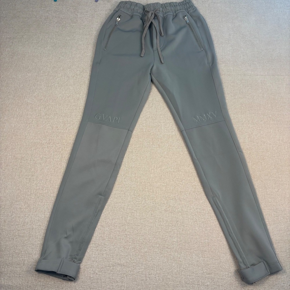 GVAPI MMXV Gray Track Pants Mens 34 Slim Fit Zipper Ankle Joggers Sweatpants